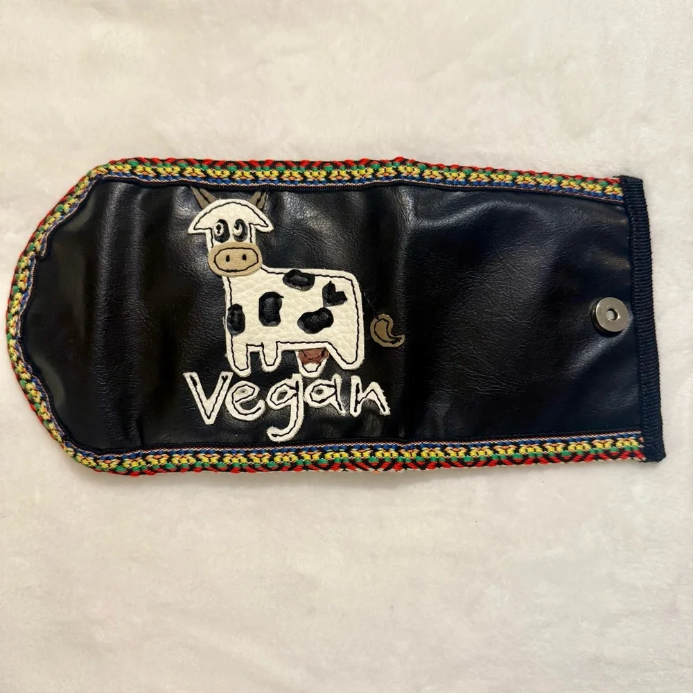 Vegan Cow handcrafted Black Wallet